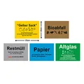 Produktbild: 5 Stück Mülltrennung Aufkleber Gelber Sack/Restmüll/Altpapier/Biomüll/Altglas 15 x 10 cm Recycling mit UV Schutz für Außenbereich Innenbereich