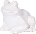 Produktbild: dobar 10410e Gartenfigur Frosch Gr. M - Dekofigur für draußen - Märchenfrosch Keramik für Garten - Gartenzwerg Outdoor - Frosch Statue für Haus/Garten/Terrasse - 21 x 22 x 17 cm - Weiß