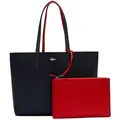 Produktbild: LACOSTE Damen Wendetasche mit Pochete - ANNA Shopping Bag, 35x30x14cm (BxHxT), mehrfarbig Blau/Rot