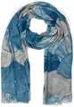 Produktbild: styleBREAKER Damen Schal mit farbigem Ginkgo Leaves Blätter Muster Print und kurzen Fransen, leichtes Tuch, Stola 01016208, Farbe:Blau-Weiß
