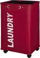 Produktbild: Wäschekorb mit Rollen Wäschesammler Wäschetonne Wäschetruhe Quadro rot Wenko XL