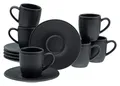Produktbild: Creatable, 33044, Serie Soft Touch Black, 12-teiliges Geschirrset für 6 Personen, Espresso Set aus Steinzeug, spülmaschinen- und mikrowellengeeignet, Made in Europe