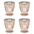 Produktbild: partydeco Kerzenhalter, Teelichtgläser Kelch geprägte Ornamenten 7x8cm rosegold 4er Set