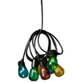 Produktbild: Konstsmide LED Biergartenkette, bunt, 40 bunte Birnen / 80 warm weiße Dioden, 6V Außentrafo, schwarzes Kabel
