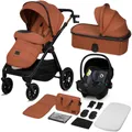 Produktbild: Lionelo Kombikinderwagen Layla 3in1 Babyschale, Babywanne und Buggy bis 22n kg, Babywanne bis 9 kg, 360° Schwenkbare PolyurethanRäder, XXL Verdeck - Braun