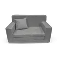 Produktbild: FORTISLINE - Kindersofa ausklappbar 83x47x43cm Oeko-TEX - Spielesofa für Kinder 2in1 - Kindercouch Aufklappen Bettfunktion - Schlafcouch aus Schaumstoff - Teddy-Stoff - Viele Muster (Grau)