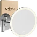 Produktbild: ovimar Kosmetikspiegel Vorupor, Ø 17,9 cm, beleuchtet, 5-fach Vergrößerung, zum Ankleben