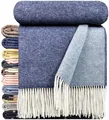 Produktbild: Merinowolldecke Wolldecke Merinowolle-Kaschmir Mix 140x200cm Dunkelblau-Blau