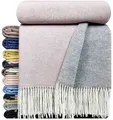 Produktbild: Merinowolldecke Wolldecke Merinowolle-Kaschmir Mix 140x200cm Rosa-Grau