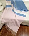 Produktbild: Merinowolldecke Wolldecke Merinowolle-Kaschmir Mix 140x200cm Blau-Rosa (Duo)
