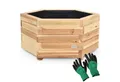 Produktbild: holz4home® Pflanzkübel 6-eckig aus Tannenholz I Outdoor Blumenkübel für Garten Balkon, inkl. Gartenhandschuhe & Vlies