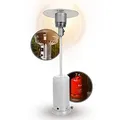 Produktbild: APANA 14 kW Gas Heizpilz Bellamente ONE – Terrassenheizer mit Abschaltautomatik, Umkippsicherung, Gasheizstrahler für außen, Weiß, Outdoor Heizstrahler, Transportrollen Balkon Garten