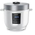 Produktbild: Arendo Digitaler Reiskocher mit 5 Programmen, 350W, 2 Liter, Timer- und Warmhaltefunktion, BPA-frei, inkl. Messbecher & Reislöffel, Weiß/Silber
