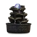 Produktbild: Zen'Light - Zimmerbrunnen Little Rock - Naturwasserfall mit Steineffekt und farbigem LED-Licht - Zen Tischdekoration Ideal für Meditation und Entspannung - Feng-Shui-Objekt Glück - H 23cm