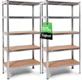 Produktbild: Ondis24 2X Metallregal Thomas, Lagerregal 90x40x180 (H) cm, Kellerregal bis 875kg belastbar, Silber, mit 5 Fachböden, je 175 kg belastbar, höhenverstellbar, Schwerlastregal - Doppelpack!