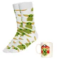 Produktbild: THE MANDALORIAN Kind Grogu Tasse & Socken Geschenkset - Offiziell lizenziertes Baby Yoda Keramiktasse & Unisex-Socken-Set für Star Wars-Fans, Neuheitsgeschenk