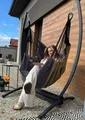 Produktbild: Izabell Hängesessel mit Gestell Stahl Hängekorb Sessel Großen Kissen Indoor - Outdoor Coffee Swing XXL (grau)