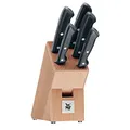 Produktbild: WMF Classic Line Messerblock mit Messerset 6-teilig, bestückt, 5 Messer, Birkenholz-Block, Spezialklingenstahl, natur, schwarz, silber