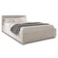 Produktbild: Juskys Polsterbett Nizza 120x200 cm Samt mit Stauraum, LED Beleuchtung & Lattenrost - Chesterfield Steppung & Kopfteil - Bett Bettgestell - Beige