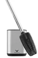 Produktbild: WEISSENSTEIN Klobürste Silikon - Flach & Flexibel - Toilettenbürste und Behälter - Stehend oder zur Wandmontage ohne Bohren - Schwarz - Halterung aus Edelstahl - Toilettenbürstengarnitur