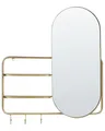 Produktbild: Wandspiegel gold oval 72 x 80 cm mit Ablageflächen Haken Brion