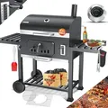 Produktbild: KESSER® Grill Grillwagen XXL Holzkohlegrill mit Deckel, Rädern, Edelstahl-Griff, Grillrost und Thermometer Holzkohle kohlegrill Wagen groß Kohle... - Grau