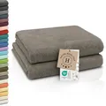 Produktbild: ZOLLNER 2er Set Badetücher - weiche und saugstarke Duschtücher - waschbar bis 95°C - Baumwolle - 100x150 cm in Fango