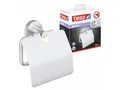 Produktbild: tesa Toilettenpapierhalter 1 x MOON WC-Papierrollenhalter mit Deckel (Komplett-Set, 2-St., inkl. Klebelösung), Edelstahl - silber matt - 5,3 cm : 14 cm : 12,8 cm