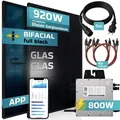 Produktbild: SUNNIVA® 920W Balkonkraftwerk BIFAZIAL FULLBLACK komplett SteckdoseBeny 800W Wechselrichter, PV Solaranlage, 5m Kabel
