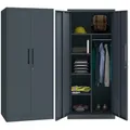 Produktbild: STEELSØN Regulus Metallschrank abschließbar – Garderobenschrank mit 6 Fächern und 1 Kleiderstange – Spind Schrank mit Doppeltüren – Mehrzweckschrank Anthrazit – Kleiderschrank Metall 175x40x80 cm