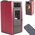 Produktbild: Pelletofen 9,5kW Pelletkamin Pelletheizung Kaminofen A+ Holzofen rot 56303