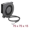 Produktbild: Delock Radiallüfter / Lüftergebläse 12 V DC 75 x 75 x 15 mm mit 3-Pin Lüfteranschluss, schwarz (75 mm) (67493)