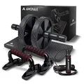 Produktbild: Amonax Bauchroller Liegestützgriffe Springseile fitness sportgeräte bauchmuskeltrainer für zuhause, ab roller trainingsgerät set, ab wheel workout bauchtrainer home sport equipment