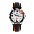 Produktbild: UMR RUHLA Armbanduhr, Quarz, analog, Silikonarmband, Edelstahlgehäuse, wasserdicht bis 10 bar, Farbe:Orange/Weiß