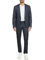 Produktbild: JEFF Herren JFLeo Set Anzug 2-teilig Sakko Hose Bundle | elastischer Herrenanzug Regular Fit für Männer Navy Check, 50