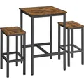 Produktbild: VASAGLE Bartisch-Set mit 2 Barhockern, stehtische, bistrotische, 60 x 60 x 90 cm, Vintagebraun - Braun