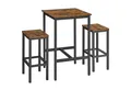Produktbild: VASAGLE Bartisch Bartisch-Set, Esstisch(60 x 60 x 90 cm) mit 2 Barhochern