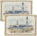 Produktbild: Sander Tischset Lighthouse 2er-Pack Gobelin blau-Natur Größe 32x48 cm