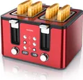 Produktbild: Arendo Toaster, 4 kurze Schlitze, für 4 Scheiben, 1750 W, Automatik, Edelstahl, Wärmeisolierendes Doppelwandgehäuse