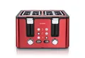 Produktbild: Arendo Toaster Edelstahl, Brötchenaufsatz, Restzeitanzeige, Rot, 4 kurze Schlitze, für 4 Scheiben, 1750 W, Doppelwandgehäuse, Defrost Funktion, Krümelschublade, 6 Bräunungsgrade