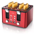 Produktbild: Arendo Toaster 4 Scheiben LED Anzeige Edelstahl 1750W Beleuchtete Knöpfe Rot