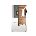 Produktbild: ENTRA Flurgarderoben Set in Artisan Eiche Optik, Weiß - Stylishe Kompaktgarderobe mit Spiegel für Ihren Eingangsbereich - 117 x 198 x 38 cm (B/H/T)