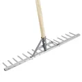Produktbild: Rekord Aluminium Rechen leicht mit 16 Zinken Breite 62 cm - mit Stiel 150 cm, Rasenrechen, Gartenrechen, Laubrechen, Harke