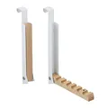 Produktbild: Relaxdays Türgarderobe klappbar 2er Set, zum Einhängen, Türhaken 6 Kleiderbügel, Metall & Holz, für 2 cm Türfalz, weiß