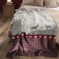 Produktbild: Biederlack Wohndecke „Alp View“ – Alpenmotiv, Hirsch, Kuscheldecke 150x200 cm
