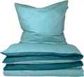 Produktbild: SCHIESSER Bettwäscheset Doubleface | Renforcé | 2-teilig | Zweifarbig | 100 % Baumwolle | ® Green | Reißverschluss | 155x220cm + 80x80cm | Türkis