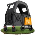 Produktbild: BigDean XXL Bollerwagen faltbar mit Dach 260L 150kg belastbar robuster Bollerwagen faltbar extra breite Reifen für jedes Gelände