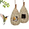 Produktbild: Vogelnest Gras, 2 Stück Gras Bird Nest, Handgewebte Vogelhäuser, Verschleißfest Hängender Vogelnest, Handgewebte Vogelhütte Gras Bird Nest, für Wellensittich Meise, Kanarienvogel, Amsel (11.5x22 cm)