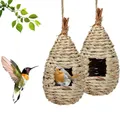 Produktbild: Vogelnest Gras, 2 Stück Gras Bird Nest, Handgewebte Vogelhäuser, Verschleißfe...