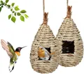Produktbild: 2 Stück Gras Bird Nest, Vogelnest Gras, Handgewebte Vogelhäuser Amsel 11.5x22 cm